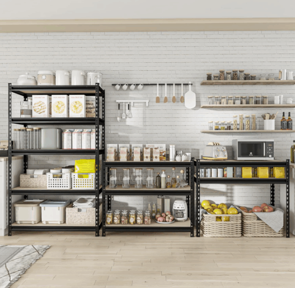 LI JIU HOME Storage Shelves Garage Shelving Heavy Duty 5 Tier Metal Shelving Units for Storage Adjustable Utility Shelf Rack for Kitchen Warehouse Basement 28" W x 11.8" D x 59.8" H, Black - Image 3