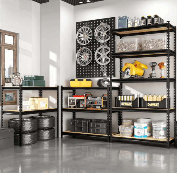 LI JIU HOME Storage Shelves Garage Shelving Heavy Duty 5 Tier Metal Shelving Units for Storage Adjustable Utility Shelf Rack for Kitchen Warehouse Basement 28" W x 11.8" D x 59.8" H, Black - Image 5