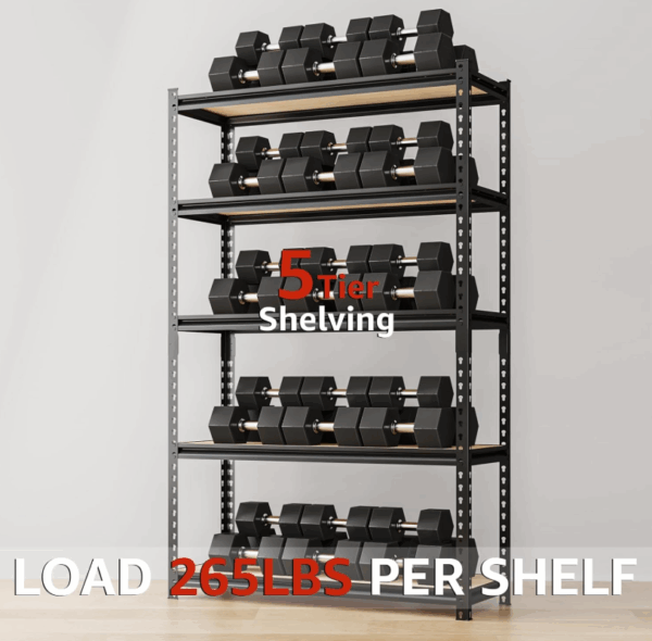 LI JIU HOME Storage Shelves Garage Shelving Heavy Duty 5 Tier Metal Shelving Units for Storage Adjustable Utility Shelf Rack for Kitchen Warehouse Basement 28" W x 11.8" D x 59.8" H, Black - Image 7